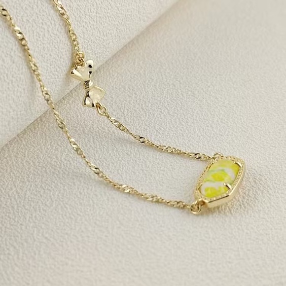 Kendra Scott LoveShackFancy Bow Gold Elisa Necklace - Picture 2 of 4